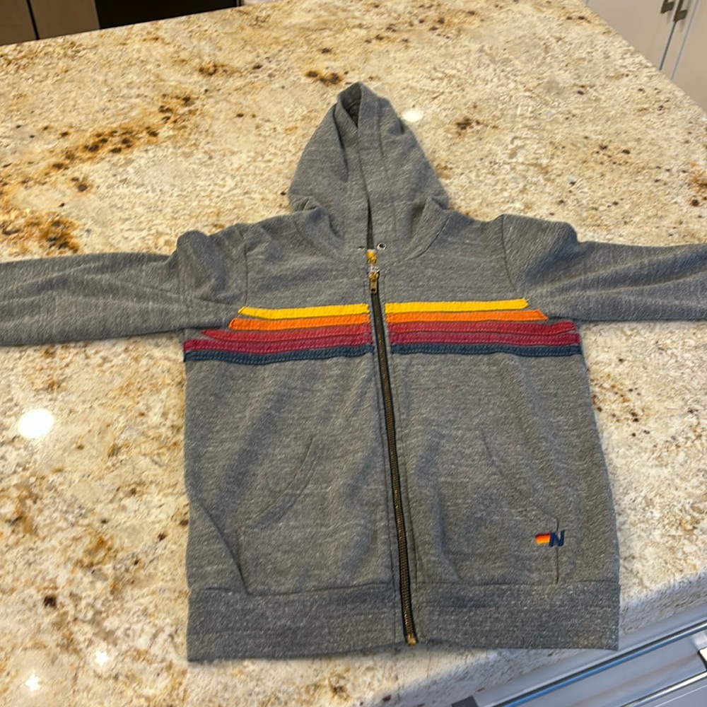 Grey aviator nation zip up kids 12